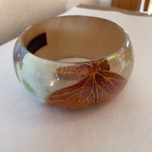 Tasha White Butterfly Bangle Bracelet